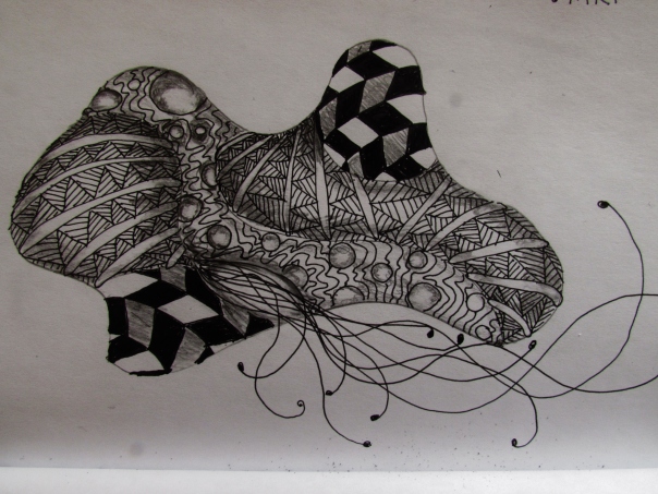 Rhino doodle using Zentangle patterns
